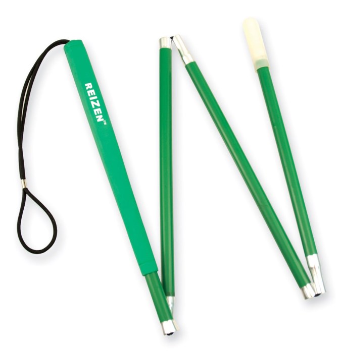 Reizen 4-section Aluminum Folding Green Cane with Green Grip- 46-in.