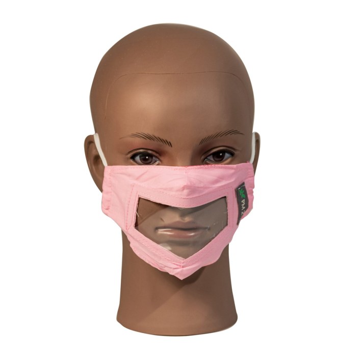 Pink Childrens Reusable Face Mask with Clear Window