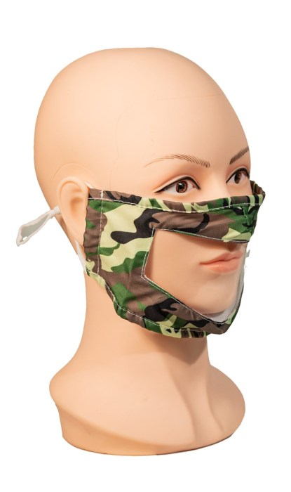 Camo Green Reusable, Washable, Face Mask with Clear Window