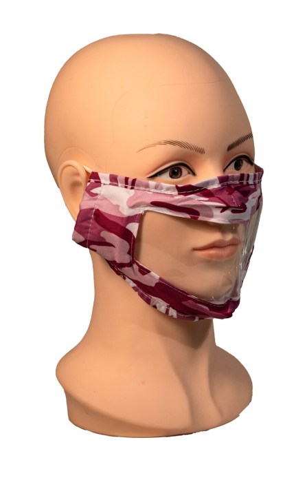 Camo Pink Reusable, Washable, Face Mask with Clear Window