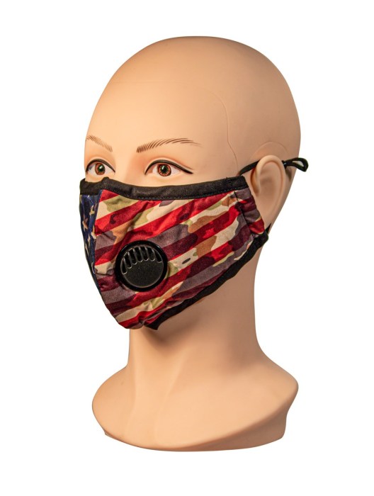 Patriotic Camo Pattern Face Mask with Filter Vent