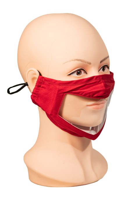 Red Face Mask with Wide Clear Window