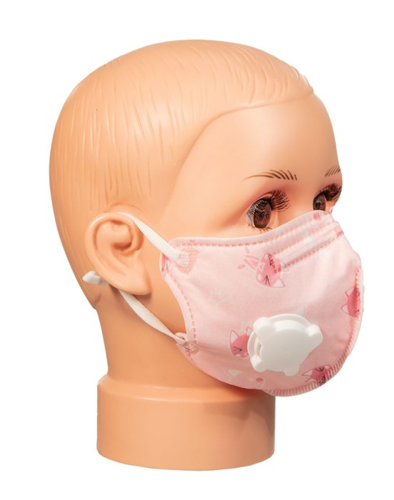 Patterned Childrens Cotton Face Mask with Vent- Pink