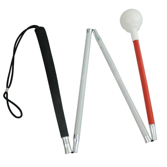 4-Section Alum Folding Cane with Rolling Tip 44-in