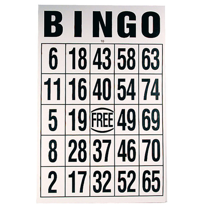 Giant Print Bingo Card - Black on White Background