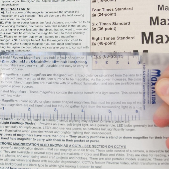 MaxiAids 2x Lens Magnifier 6-inch Ruler Bookmark