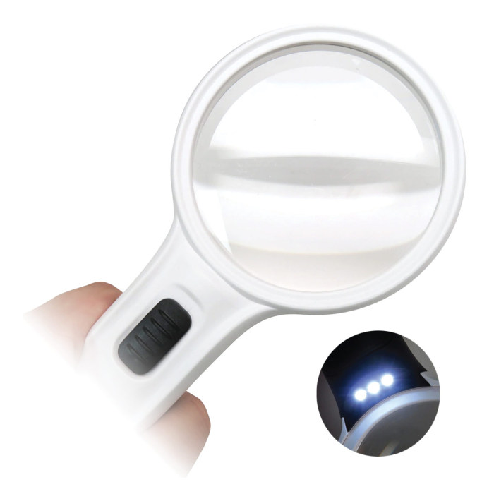 Reizen Round LED Handheld Magnifier - 6x Magnification