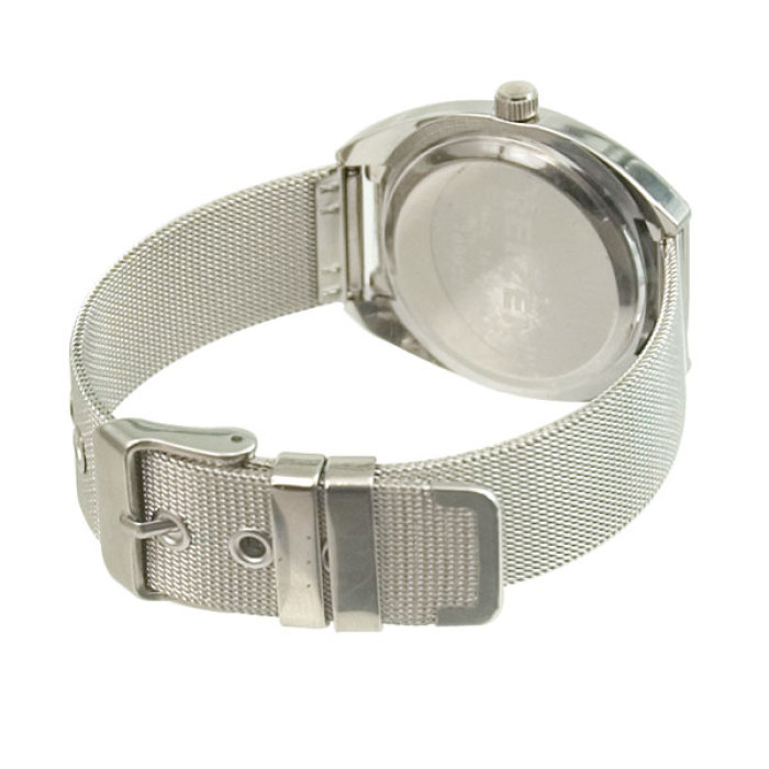 Unisex Braille Watch- Chrome- Steel Mesh Band- Blue Dial