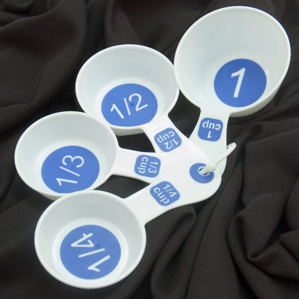 Measuring Cups with Large Print- Set of 4- White-Blue