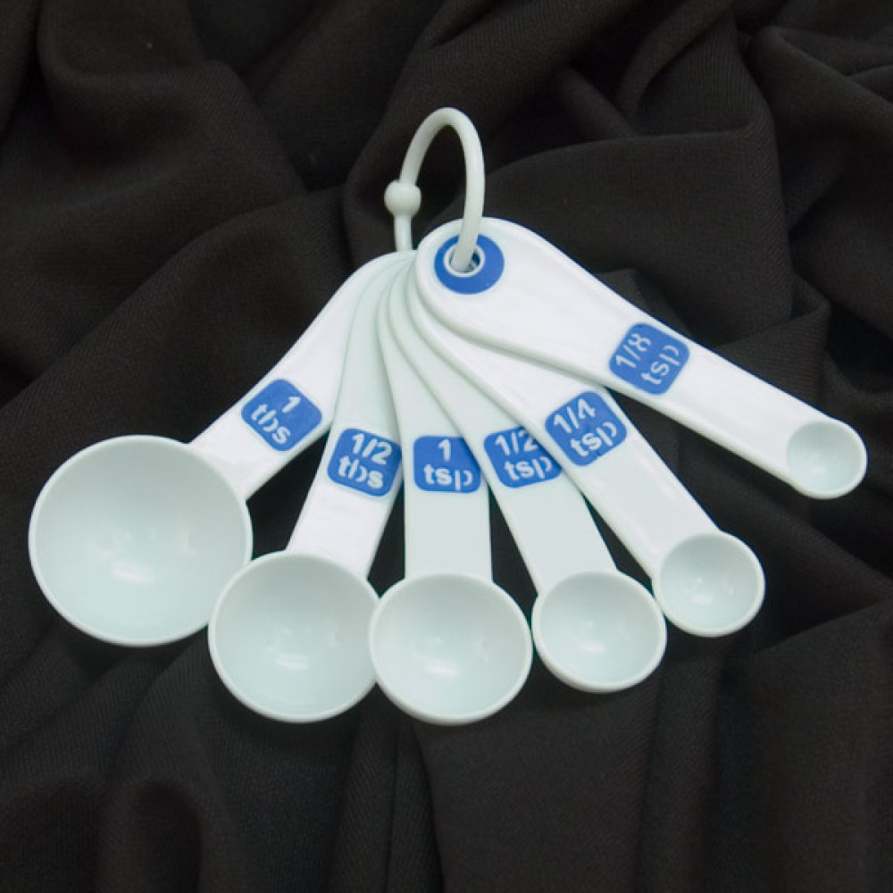 Measuring Spoons with Large Print-Set-6-White-Blue