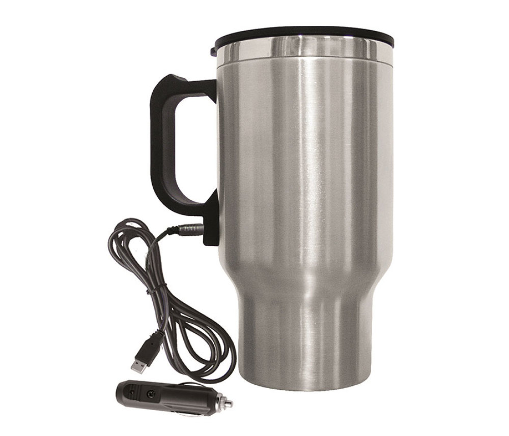 16oz Electric Coffee Mug with Wire Car Plug- SS, Dishes-Bowls-Cups