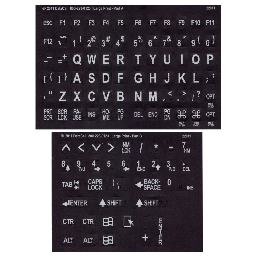Large Print/Braille Computer Keyboard Labels (White on Black) – Adaptations  Store